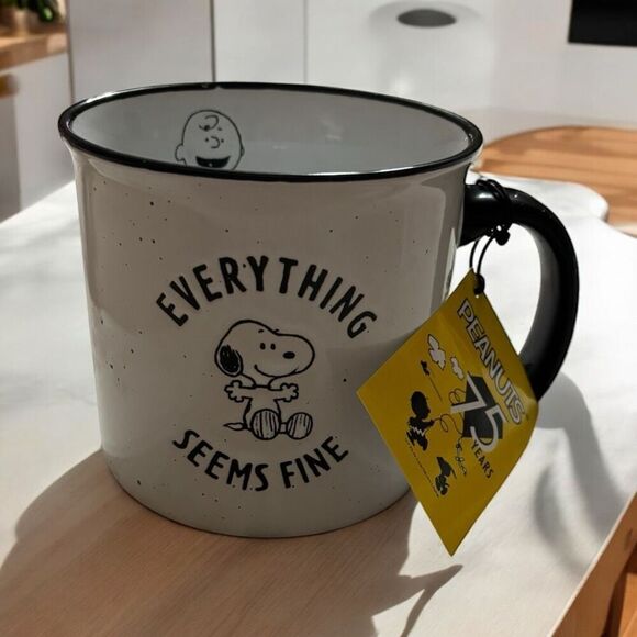 Peanuts Other - Peanuts Snoopy Charlie Brown Balloons Everything Seems Fine 75th Anniversary Mug